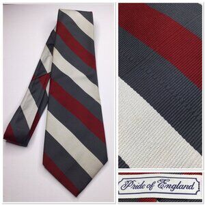 Pride Of England Stripe Tie Red Gray White Vintage Men Necktie Grandpa Old Money
